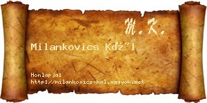 Milankovics Kál névjegykártya